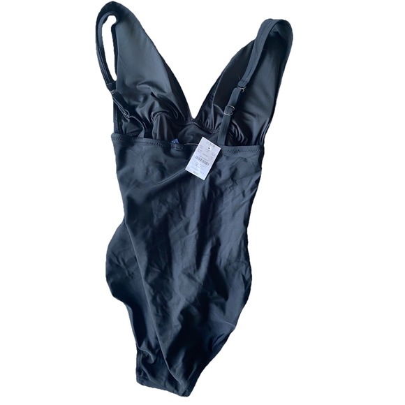 J.Crew $98 Ruched plunge one-piece swimsuit Black Size S CI098 - Picture 3 of 6